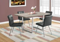 Monarch 59" x 36" Rectangular Reclaimed Wood-Look Finish Chrome Metal Leg Modern Dining Table - Dark Taupe(m-2)