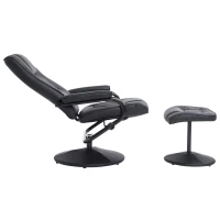 HomCom Ergonomic Faux Leather Lounge Armchair Recliner And Ottoman Set - Black(m-11)