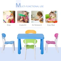 HOMCOM Kids Plastic Table and Chair Set Children's Activity Desk for Art Dining Study Toddler Furniture Cartoon Pattern, Multicolor(m-5)