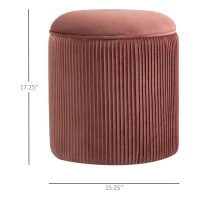 HOMCOM 15'' Small Padded Ottoman Foot Stool with Wrinkle Fabric Design, Thick Sponge Padding and Solid Base, Rose Gold(m-3)