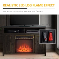 HOMCOM Electric Fireplace TV Stand for TV's up to 50" Flat Screen, Living Room Media Entertainment Console with Doors, Shelves, Cable Hole, Espresso(m-6)