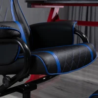 Vinsetto High Back Video Gaming Recliner with Ottoman, Racing Style PC Computer Office Chair, Swivel with Headrest & Lumbar Support, Adjustable Height, Black/Blue(m-13)