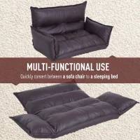 HOMCOM Floor Lazy Sofa Convertible Floor Game Video Chair Adjustable Floor Folding Couch Bed Faux Leather Living Room Brown(m-4)