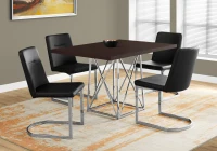 Monarch 48" x 36" Rectangular Wood Top Chrome Metal Base Modern Dining Table - Cappuccino Brown(m-2)