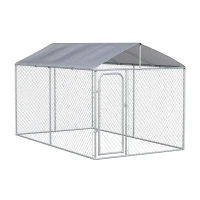 PawHut Dog Kennel Heavy Duty Playpen with Galvanized Steel Secure Lock Mesh Sidewalls and Waterproof Cover for Backyard & Patio, 13' x 7.5' x 7.5'(m-2)