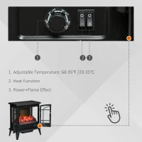 HOMCOM Electric Fireplace Heater, Freestanding Fireplace Stove with Realistic LED Log Flames and Overheating Safety Protection, 1400W, Black(m-6)
