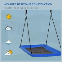 Outsunny 59'' Rectangle Tree Swing Large Children Platform Swing with Adjustable Hanging Ropes Steel Frame for Playground Backyard(m-5)