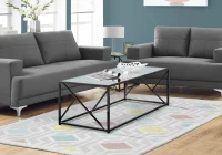 Monarch 47" Minimalist Glam Mirrored Top Metal Frame Accent Coffee Table - Black Nickel Finish(m-2)