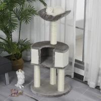 PawHut 43" Plush Cat Tree Activity Condo with Sisal Scratching Posts, Elevated Comfortable Perch, & Roomy Interior Area(m-2)