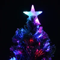 HOMCOM 5ft Xmas Tree Pre-Lit LED Optic Fiber with Top Star Christmas Tree Fireproof Snowy Artificial Tree w/ Stand Green/White(m-5)