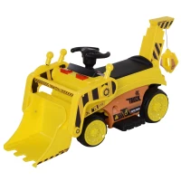 Aosom 6V Electric Bulldozer Ride-On Construction Excavator Toy Vehicle for Kids with Music, Lights, and Shovel(m-1)