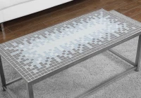 Monarch 42" Modern Mosaic Tile Top Hammered Silver Metal Frame Accent Coffee Table - Grey / Blue Tile Finish(m-3)