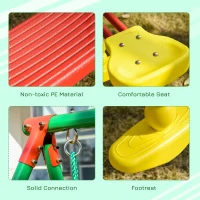 Outsunny 3 in 1 Kids Metal Swing Set w/ Monkey Bar Rings Glider and Adjustable Hanging Rope, Multiple Kids Playground Equipment for Backyard(m-5)