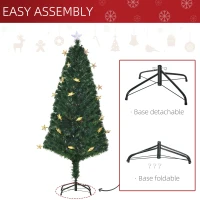 HOMCOM 5 Feet Prelit Artificial Christmas Tree with Fiber Optic LED Light, Holiday Home Xmas Decoration, Green(m-6)