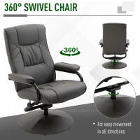 HOMCOM Adjustable Leisure Recliner Chair and Ottoman Set with Swiveling Base, Faux Leather, Grey(m-5)