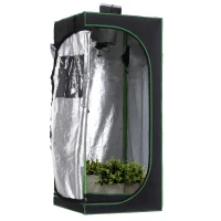 Outsunny Hydroponic Plant Grow Tent 55"*23.5" Reflective Mylar Obeservation Window Indoor Floor Tray(m-5)