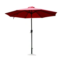 Outsunny 9' Solar LED Patio Outdoor Umbrella for Garden and Market, Sunshade, Beach Parasol Steel, Wine Red(m-1)