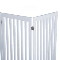 PawHut 36" 4 Panel Wooden Folding Indoor Pet Dog Gate Freestanding Safety Fence White(m-5)