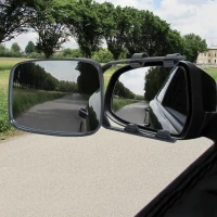 HOMCOM Set of 2 Universal Clip-on Towing Side Mirror Adjustable Extensions View Black(m-1)