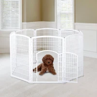 PawHut 8 Panel Dog Playpen Octagon Plastic Pet Crate Kennel Small Animals Portable Indoor White(m-2)