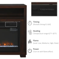 HOMCOM 43.75" W x 31.5" H Electric Fireplace Mantel TV Stand, Media Console Center Cabinet with Two Shelves and Remote Control, Brown(m-6)