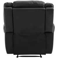 HOMCOM Recliner Chair Added Footrest Cushion Padded Seat Modern Nail Sofa PU Leather for Living Room Club Home Theater Seating, Black(m-14)