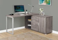 Monarch 60" L-Shaped Contemporary Wood-look Laminate Computer Desk - Dark Taupe(m-2)