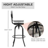 HOMCOM Set of 2 Swivel Mid-Back Barstools, Industrial Style Kitchen Stool Wooden Seat Armless with Adjustable Height ,Steel Frame(m-6)