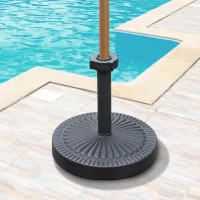 Outsunny 17.5" Round Umbrella Base Heavy Duty Outdoor Parasol Stand Holder 42lbs Rust-Free Decorative Bronze(m-1)