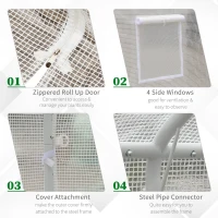Outsunny 10' x 9.5' x 8' Outdoor Walk-In Tunnel Greenhouse with 5 Roll-Up Windows, Zippered Door, & Weather Cover(m-6)