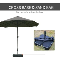 Outsunny Patio Umbrella 15' Steel Rectangular Outdoor Double Sided Market with base, UV Sun Protection & Easy Crank for Deck Pool Patio Dark Gray(m-6)