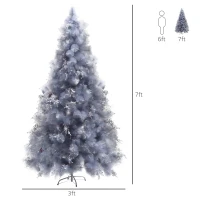 HOMCOM 7FT Christmas Tree Artificial Classic Tree Holiday Indoor Decoration, with metal Support 499 Tips, Grey(m-3)