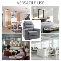 HOMCOM Modern Recliner Chair Linen Fabric Single Sofa Home Theater Seating with Overstuffed Armrest and Back, Grey(m-7)