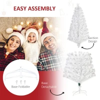 HOMCOM 7ft Tall Fir Artificial Christmas Tree with Realistic Branches, 280 Multi-Color Fiber Optic LED Lights and 280 Tips, White(m-7)