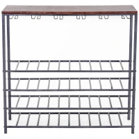 HOMCOM Industrial 40 Bottles Wine Rack w/ Stemware Storage Wood Free-standing Displayer(m-7)