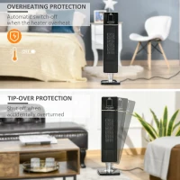 HOMCOM Compatible for HOMCOM Ceramic Tower Heater, Oscillating Space Heater with Remote Control, 8h Timer, Tip-Over and Overheat Protection for Home and Office, 750W/1500W, Black HOMCOM 820-250V81(m-5)