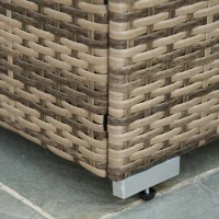 Outsunny 7-Piece Outdoor Wicker Patio Sofa Set, Modern Rattan Conversation Furniture Set with Cushions, Pillows and Tea Table - Blue(m-14)