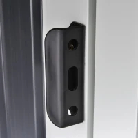 Outsunny 3.5' x 6' Lean to Garden Storage Shed, Outdoor Metal Tool House with Lockable Door Vents for Backyard Patio Lawn, Gray(m-15)