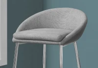 Monarch 2 Piece Modern Linen Padded Seat Chrome Legged Bar Height Barstool Chair Set - Grey(m-3)