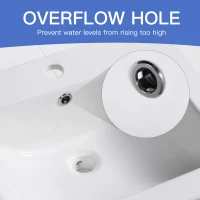 Kleankin 21.25"x 18.25" Bathroom Vessel Sink Modern Under Counter Bathroom Basin Ceramic Vanity Art Basin - White(m-7)