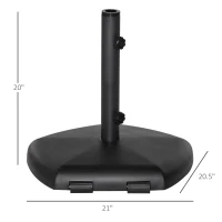 Outsunny Outdoor Umbrella Stand Pentagonal Rolling Base with 2 Wheels, Heavy Duty Fitting Φ1.25"-Φ2" Umbrella Poles, Concrete Filled, Black(m-3)