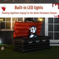 HOMCOM 6'  Halloween Inflatable Vampire Emerging Coffin LED Lights Indoor Outdoor Decoration(m-5)