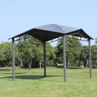 Outsunny 9.8' x 9.8' Outdoor Patio Gazebo Pavilion Canopy Tent Steel- Grey(m-4)