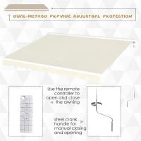 Outsunny 12' x 10' Patio Motorized/Manual Retractable Awning Outdoor Sun Shade Shelter Deck Remote Control Canopy, Beige(m-5)