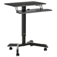 Vinsetto Height Adjustable Standing Desk Sit Stand Desk 2 Tier  Rolling Table Home Office Workstation with Keyboard Tray Lockable Casters iPad Groove  Black(m-2)