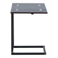 HOMCOM 24" Sofa Side End Table, C Shaped Coffee Tray Couch Table with Steel Frame, Portable Laptop Snack Table for Living Room, Dark Walnut(m-13)