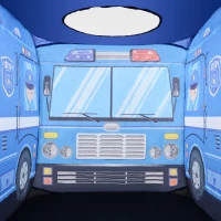 Qaba Kids Police Car Play Tent w/ top opening Pop-up Foldable Blue(m-11)