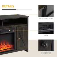 HOMCOM Electric Fireplace TV Stand for TV's up to 50" Flat Screen, Living Room Media Entertainment Console with Doors, Shelves, Cable Hole, Espresso(m-7)