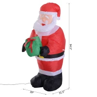 HOMCOM 8FT Tall Inflatable Santa Holding Gift Box Outdoor Lighted Airblown Christmas Decoration Holiday Lawn Yard Decor(m-3)