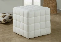 Monarch Leather-Look Cube Ottoman - White(m-2)